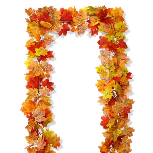 AWARDSEN 13FT Fall Leaf Garlands 2 PCS Fall Garland for Mantle Thanksgiving Fall Decoration for Home Artificial Autumn Garlands Thanksgiving Outdoor Decor