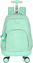 Mochila Escolar Notebook Carrinho Rodinhas 360 Graus Chaveiro Pelucia Up4you MC49155UP (Turquesa)