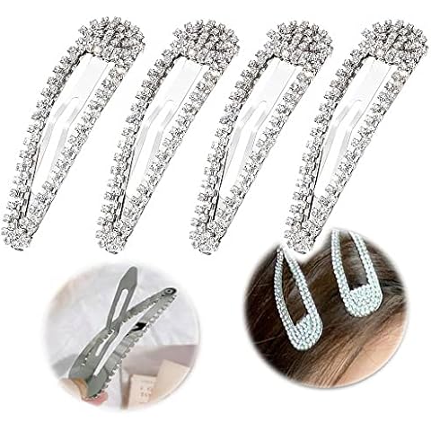 Fashion Metal Water Drop Diamond Hair Clip Simple Geometric Rhinestone Bangs Hair Clip For Wedding, Party, Daily Wear,Large Snap Hair Clips Cover