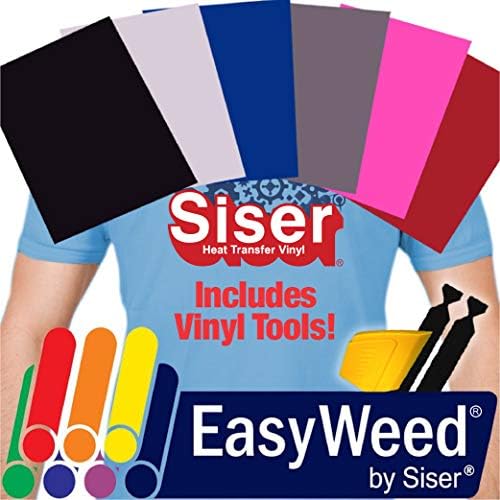 SISER Heat Transfer Vinyl, 12 x 15 Inch 6-Color Starter Bundle Including Vinyl Wrap Toolkit Yellow Detailer Squeegee & Felt Edges image 2