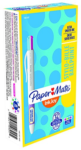 Paper Mate InkJoy Quatro Retractable Ballpoint Pens, Medium Point, Bright Ink Colors, Box of 12 (1951357)