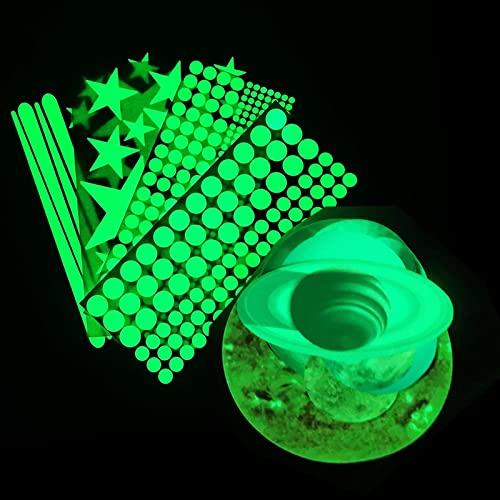 14pcs Adesivos de Parede de Planetas Brilhantes, Decalque do Sistema Solar Estrela que Brilha No Esc