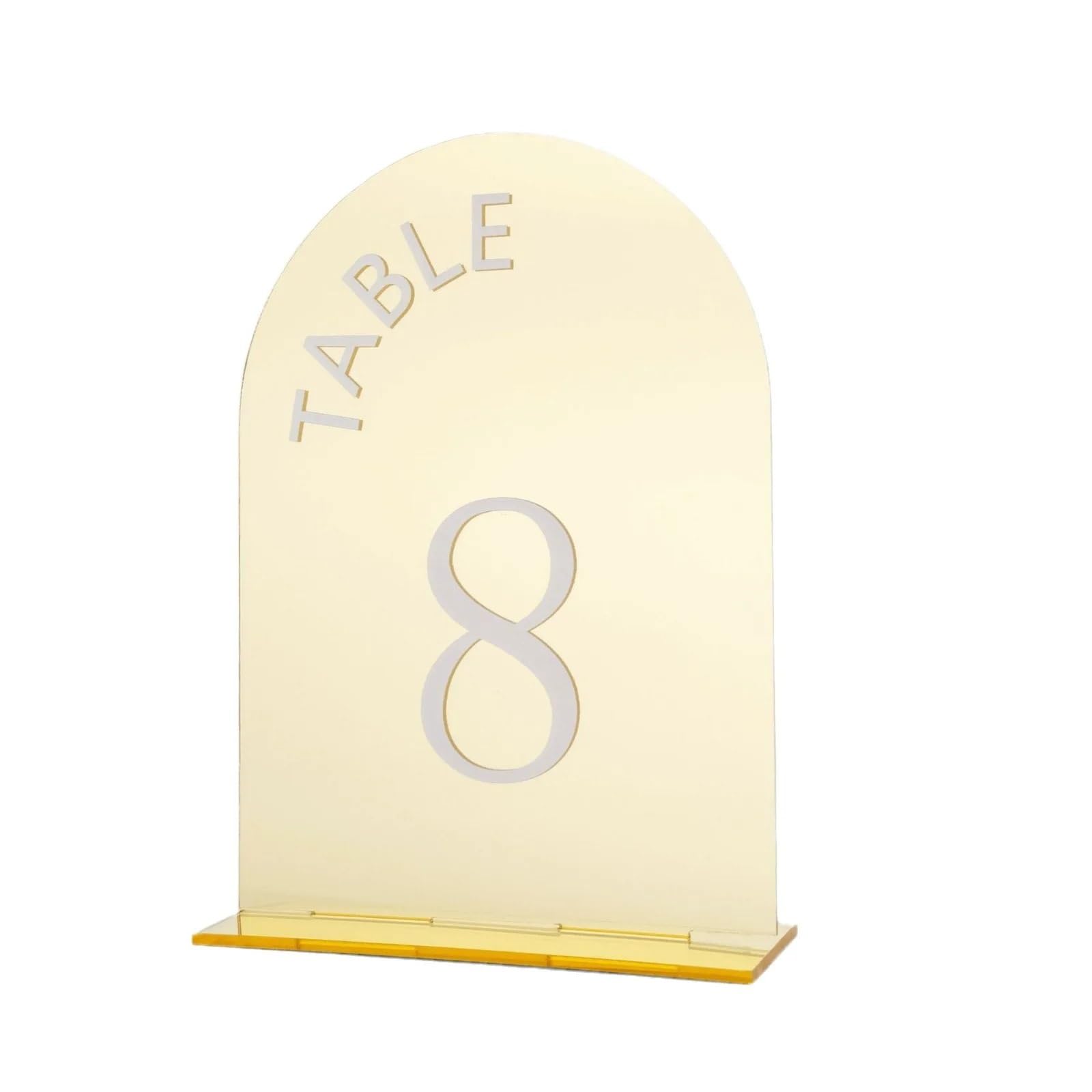 WSQHAO Golden Mirror Arched Digital Plaque Party Restaurant Event Wedding Table Number Plate for Restaurant(NUMBER 1-10)