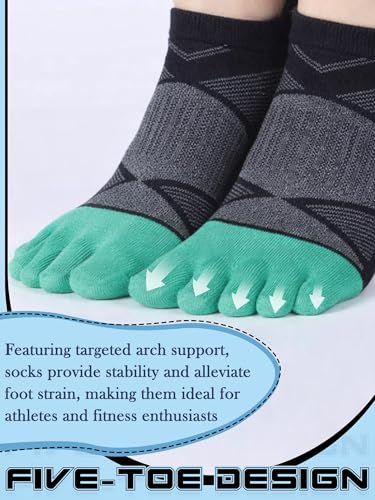 Image of Fourluoo 6 Pairs Women Cotton Athletic Toe Socks