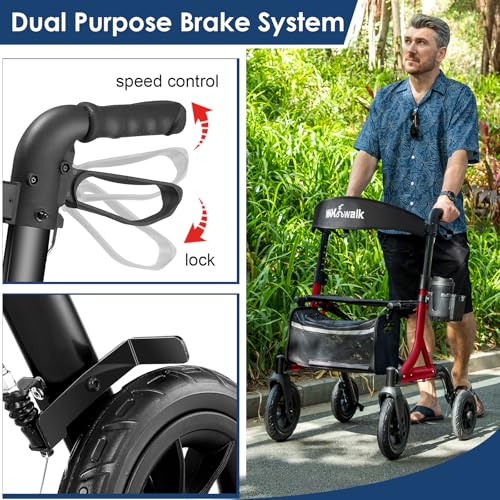 Image of MAXWALK Walkers for Seniors, Foldable Rollator with Seat, Height Adjustable
