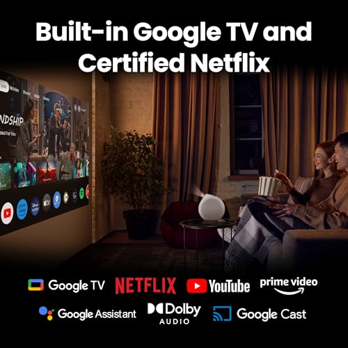 Image of BenQ GV32 1080p Ceiling Projector, 500 ANSI Lumens LED, Google TV with Licensed Netflix, HDR10 with 95% Rec.709, USB-C Power Bank Support, WiFi & Bluetooth, Deep Woofer Speaker