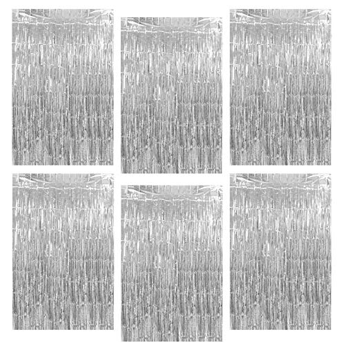 GoMaihe Klatergoud Gordijnen 6er, Folie Gordijn Gordijnen Shimmer, Metallic Klatergoudgordijnen, Achtergrond Franje Glittergordijnen voor Feest Bruiloft Verjaardag Fotohokje Deurgordijn Decoratie