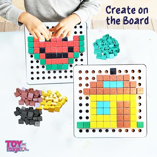 Image of ToyMagic Pixel Cubes Puzzle Toy for Children Early Education|Math & Brain Games for Kids|Pixel Game Educational Board Games|240 Cubes with Pixel Board & Book|Best Birthday Gift for 3+Year,Multicolor
