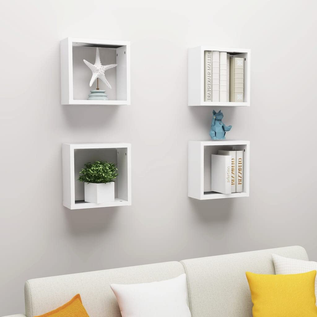 vidaXL 4X Würfelregal Wandregal Hängeregal Cube Lounge CD Regal Dekoregal Bücherregal Schweberegal Wandboard Regalwürfel Weiß 30x15x30cm