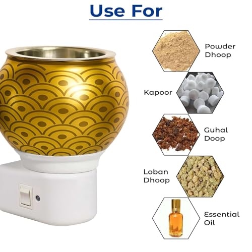 Image of Kapoor Dani Electrical Camphor /Essential Oil Diffuser Machine /Electric Camphor Diffuser Burner for Pooja /Camphor Diffuser Burner Machine /Night lamp for Home /Office