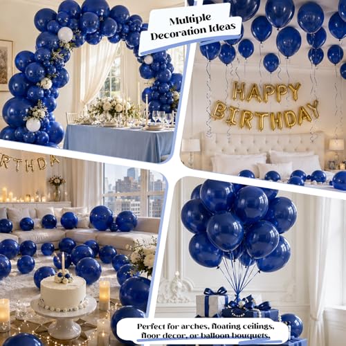 Image of Togvu Navy Blue Balloons, 50Pack 12 Inch Dark Blue Latex Party Balloons for Birthday Graduation Retirement Sports Bachelorette Party Decorations Supplies