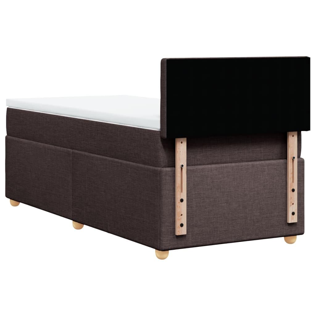 Cama con somier con colchón, color marrón oscuro, 100 x 200 cm, tejido de muelles ensacados, estructura de cama con listones y cojín transpirable para un sueño reparador y una sujeción óptima
