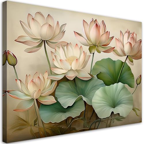 Tableau decoration murale salon - Lys et fleurs 90x60 cm