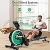 Magnetic Rowing Machines for Home Use, EvoSpark Rowing Machine with 16 Levels of Resistance, APP Supported, Upgraded Double Slide Rails Ultra-Quiet Rowing Machine, LCD Data Display