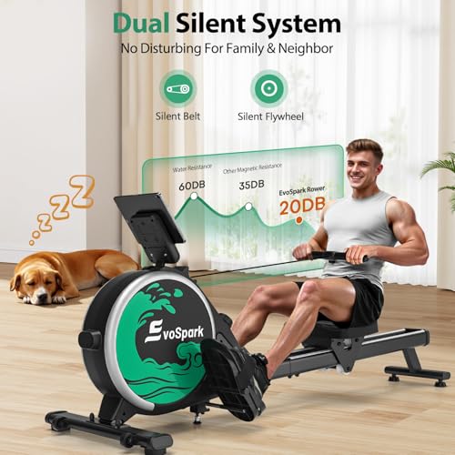 Rowing Machine for Home Gym, EvoSpark Magnetic Rowing Machines 350 LB Weight Capacity - Foldable Rower for Home Use with App Supported, Upgrade to Double Slide Rail - Image 2