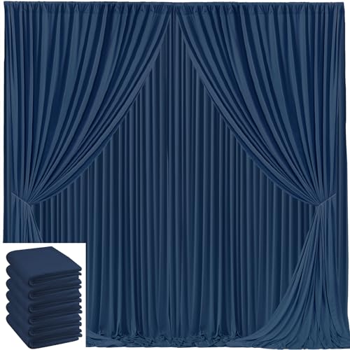 Image of 30x10ft Navy Blue Backdrop Curtain for Wedding Parties Wrinkle Free Fabric Navy Blue Drapes Backdrop Decoration for Baby Shower Birthday Photography Decoration 6 Panels, 5ft x 10ft