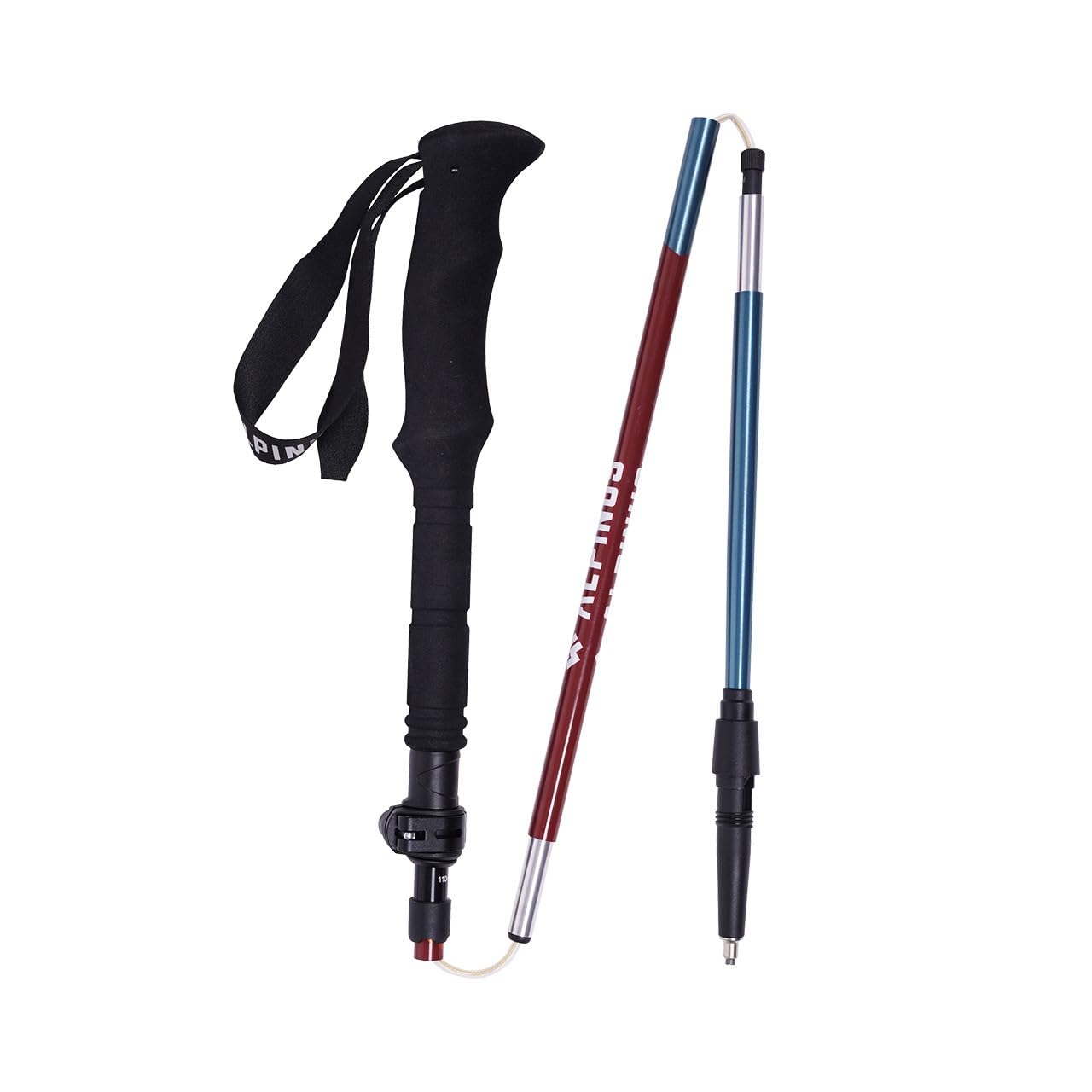 Alpinus - Kijki turystyczne składane Aosta NX11311, Kijki spacerowe teleskopowe, Kijki z regulacją wysokości 110–130 cm, Kijki trekkingowe z zestawem akcesoriów w komplecie, Kij turystyczny