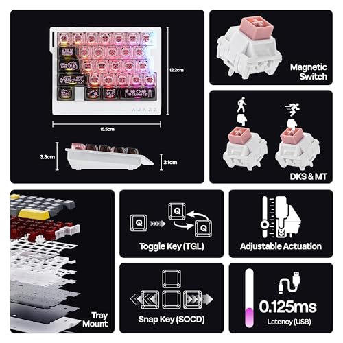Image of MechLands AJAZZ AK029 One Handed Gaming Keyboard, 8Khz Polling, 29 Keys Rapid Fast Wired Keyboard, SOCD & DKS, Magnetic Switch, Adjustable Actuation, RGB Backlits, Aluminum Plate (Black Pink)