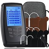 TENS Unit Muscle Stimulator Machine, Dual Channel High Power TENS EMS Machine Device for Neck, PMS, Back and Muscle Pain Relief, Electronic Pulse Massager with 8 Electrode Pads and Travel Case