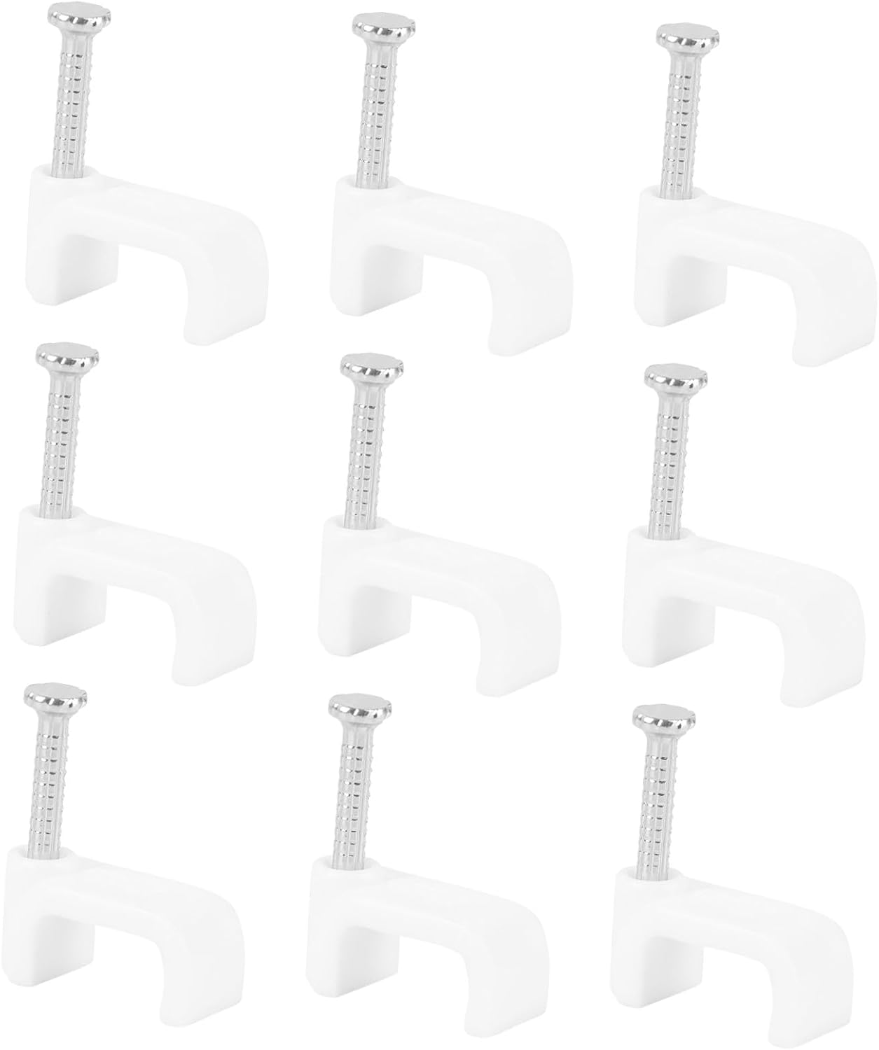 HOMSFOU Steel Nail Plastic Cable Clips, Square 12mm Wire Clips for Ethernet Phone Line Management, Reinforced Cable Staples with Nails, 500 Pieces (5 Packs) for Home and Office Wire