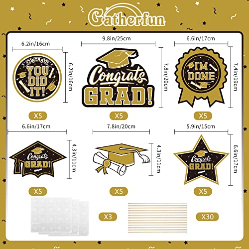 Image of 30PCS Graduation Party Decorations Congrats Grad Table Centerpiece,Graduation Table Decorations,Graduation Centerpiece Sticks Table Toppers for Graduation Party Supplies(Gold,Black)