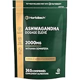 Ashwagandha 2000 mg par Jour | 365 Comprimé Vegan Pour 6 Mois | Ashwagandha Extrait Withania Somnifera 20:1 | Complément Alimentaire Haute Résistance | par Horbaach