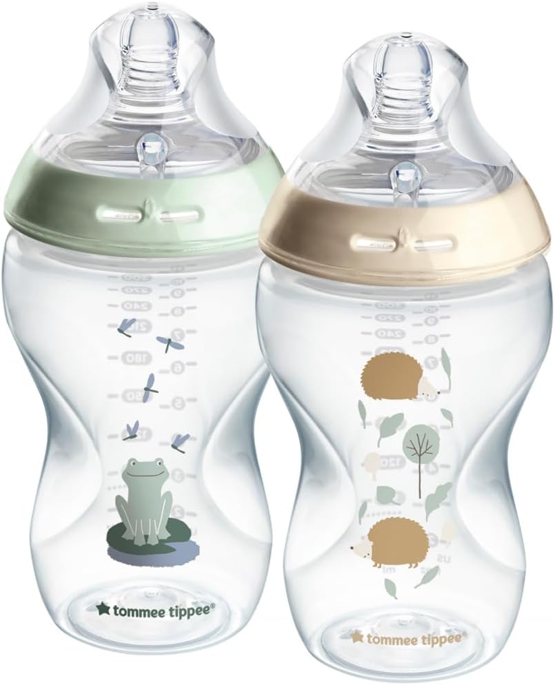 Natural Start Baby Feeding Bottles 2x340ml – Breast-Like Teat, Anti-Colic Valve, Soft Silicone Nipple – Large Milk Bottles for Newborns, Infants & Toddlers – POND Design