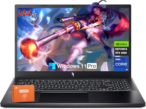 Image of acer Nitro V 15 Gaming Laptop, Intel i9-13900H Up to 5.4GHz, GeForce RTX 4060, 15.6 inch FHD 144 Hz IPS Display, 32 GB DDR5, 1 TB SSD, Wi-Fi 6, Backlit Keyboard, Windows 11 Pro, W /Accessories