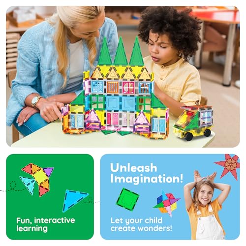 PicassoTiles 101 Piece Magnetic Tile Building Blocks Set with Durable Storage Bag STEM Educational Construction Magnet Toy Kit for Toddlers Preschool Kids Boys Girls Age 3 Plus Indoor Learning PT06 - Image 5