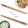 GLAMFIELDS Reusable Chopsticks Japanese Natural Bamboo Classic Style 5 Pairs Lightweight Safe Chop Sticks 8.8 Inch/22.5cm Gift Set