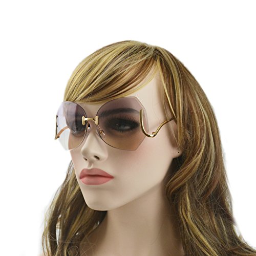 mincl/unique Design Rimless Sunglasses Clear and Color With Box2