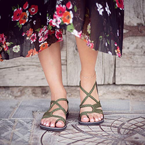 Image of Plaka Flat Sandals for Women Palm Leaf