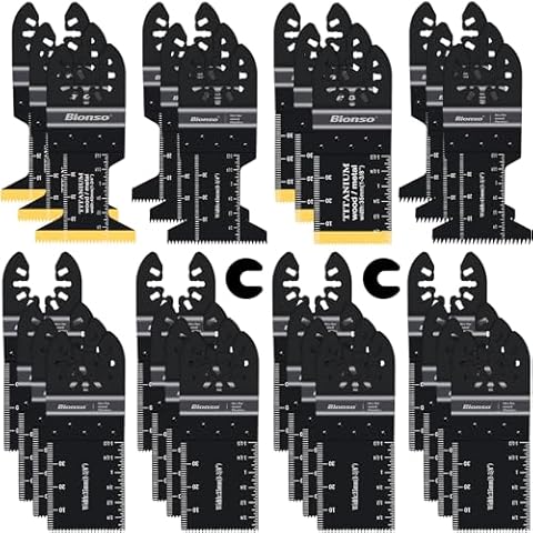 Bionso 28PCS Oscillating Saw Blades, Professional Universal Titanium Multitool Blades for Wood Plastics Metal, Quick Release Multi Tool Blades Kits Fit Dewalt Ryobi Milwaukee Rockwell Fein Makita Cover