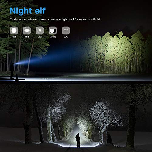 Amuoc Flashlight, Upgrader LED Tactical Flashlight S1000 - High Lumen, 5 Modes, Zoomable, Water Resistant, Handheld Light - Best Camping/Outdoor/Hiking(Batteries Not Included) (2 Pack) - Thumbnail 6