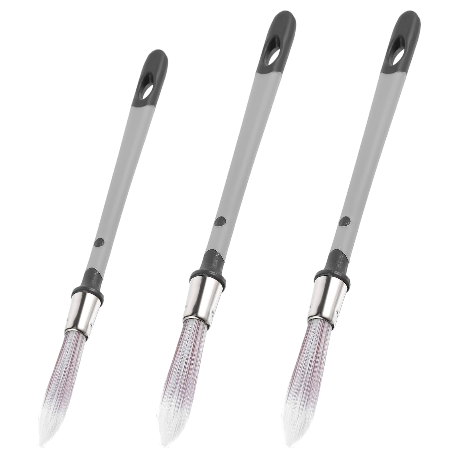 3 Pcs Paint Brushes for Walls, 0.37/0.51/0.59 inch Small Painting Brush Wall, Round Sash Paint Brush Set for Baseboards, Corners, Edges, Narrow Areas, Touch Up, Painting Brushes for Decorating