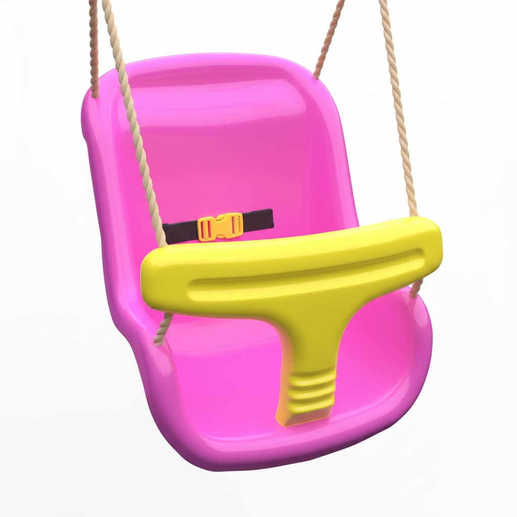 Plum Play Secure Baby Swing Seat โ High-Back Toddler Swing with Safety Harness, Weather-Resistant Easy-Clean Design (Pink)