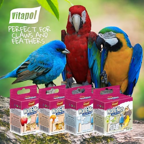 Vitapol Wapienko Bird Calcium Block – Natural Supplement for Beak Health & Eggshell Strength – Twin Pack – Hanging Mineral Block for Parrots, Budgies & Small Birds (2x, Apple, 35g) - Image 5