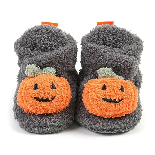 Image of Timatego Newborn Baby Boys Girls Booties Stay On Socks Non Skid Soft Sole Infant Toddler Warm Winter House Slipper Crib Shoes 0-18 Months