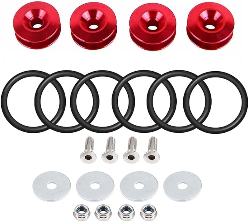 Kit de fixadores de liberação rápida para para-choque automotivo OUHL vermelho – 6 anéis O-ring