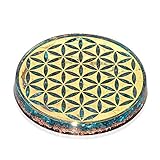 Orgonite Crystal Water Charging Plate with Blue Aquamarine Healing Crystals and Flower of Life – Chakra Healing Orgone Charging Coaster Dispels Negative Energy for Spiritual Cleansing (90mm)