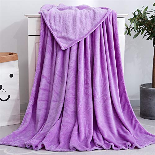 Yinghesheng Flannel Fleece Soft Throw Blanket for Settees/Sofa/Chairs/Couch - Lightweight, Warm and Cozy,Single/Double/Twin Bed Large Plush Blankets,light purple,180x200cm — image 1