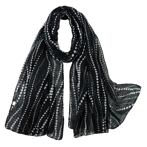 E-Clover Fashion Vintage Polka Dot Scarf for Women Lightweight Scarves Shawl Wrap Sheer Scarf