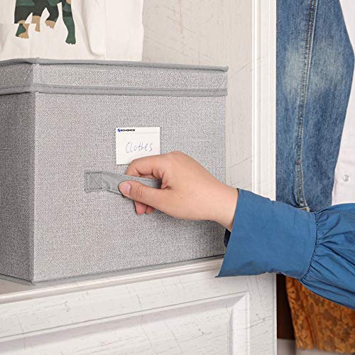 SONGMICS 3 st. set Opbergbox met deksel, stoffen vouwboxen met etikethouder, stoffen box, kubus, 40 x 30 x 25 cm… - Image 5