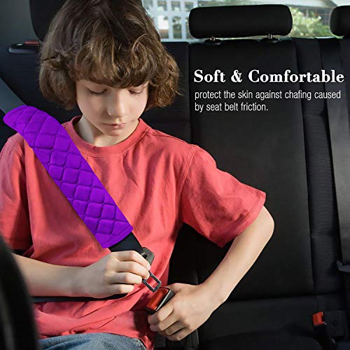 Royago 2Pcs Car Seat Belt Pad Cover, 2-Pack Black Soft Car Safety Seat Belt Strap Shoulder Pad For Adults And Children,Helps Protect Your Neck And Shoulder (Purple) #TOP4