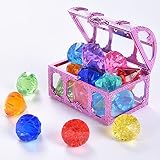Diving Gem Pool Toy 12 Diamonds Set with Treasure Pirate Box Summer Swimming Gem Pirate Diving Toys