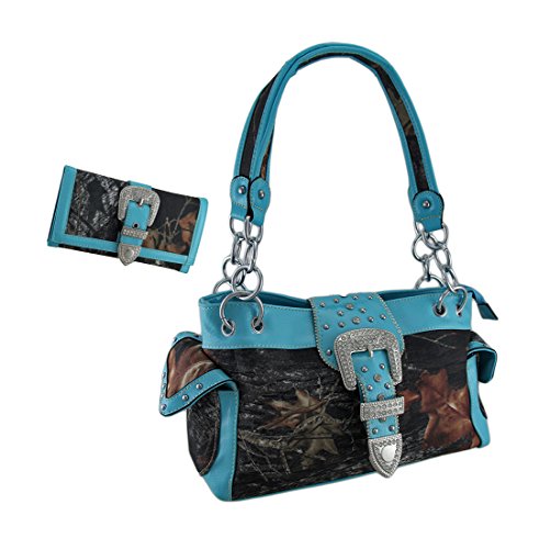 Camouflage Rhinestone Western Buckle Purse/Wallet Set