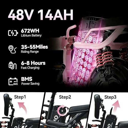 Folding Electric Bike, Peak 800W Motor 25MPH,48V 14Ah