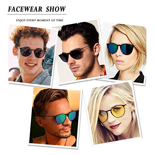Classic Round Retro Sunglasses UV400 Circle Lens Metal Frame Men Women FW1006 C74