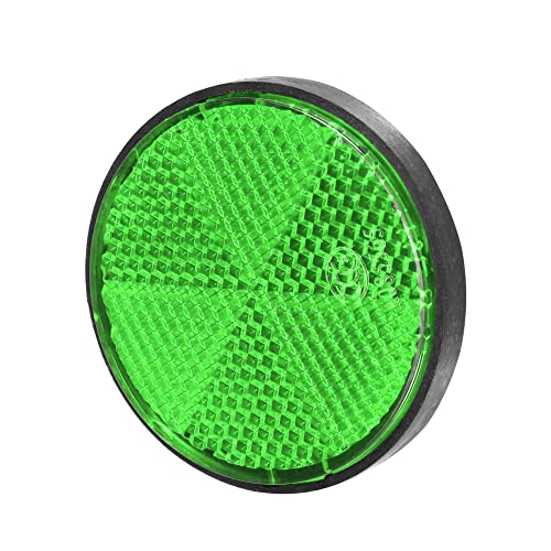 Image of X AUTOHAUX 8 Pcs Round Rear Reflectors Screw on for Cars Trailer Motorcycle | Green, Safety spoke reflective gate posts reflector, for Trucks Boat Bicycle Bike