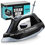 Professional Grade 1700W Steam Iron for Clothes with Rapid Even Heat Scratch Resistant Stainless Steel Sole Plate, True Position Axial Aligned Steam Holes, Self-Cleaning Function Professional Grade 1700W Steam Iron for Clothes with Rapid Even Heat Scratch Resistant Stainless Steel Sole Plate, True Position Axial Aligned Steam Holes, Self-Cleaning Function